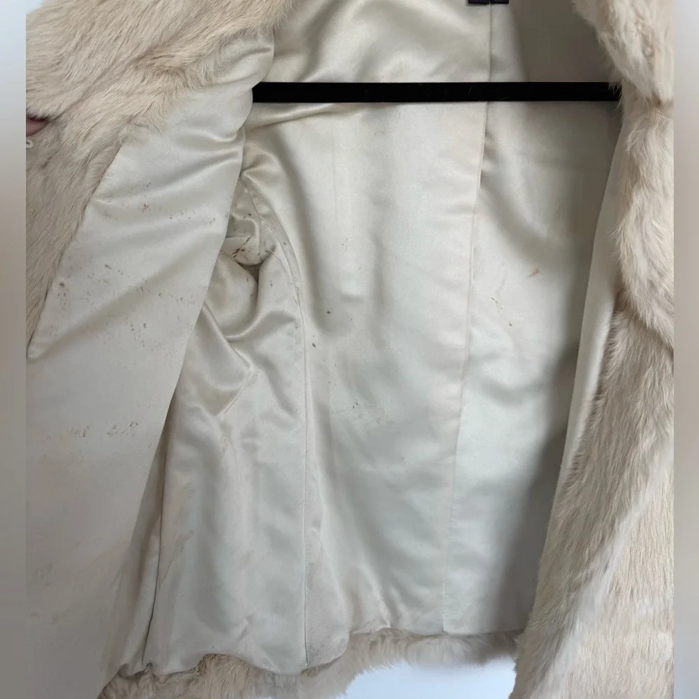 Theory Cream Rabbit Fur Vintage Coat size M - Picture 4 of 5